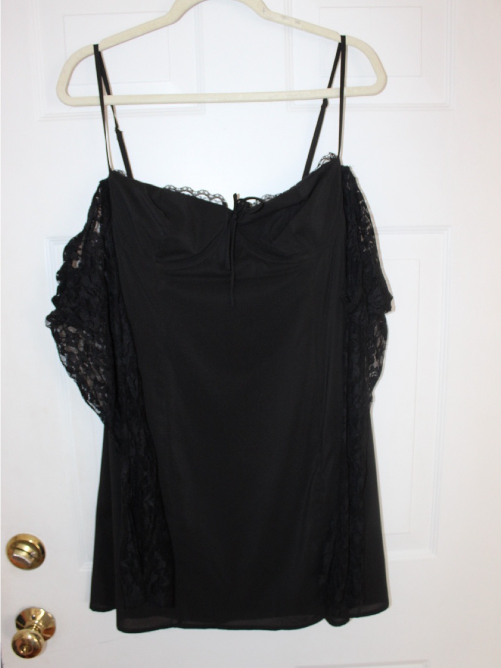 Princess Polly Black Lace Off-Shoulder Slip
